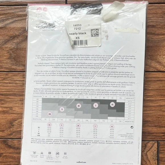 Wolford Velvet 66 Black Leg Support Tights - Picture 2 of 2